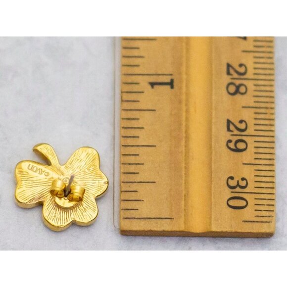 Vintage Clover Leaf Green Rhinestones Lucky Elven Stud Earrings by Avon - C8 - Picture 2 of 2